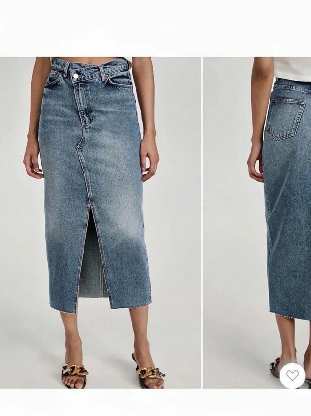 Reformation Jeans Denim Midi Skirt Waist 28